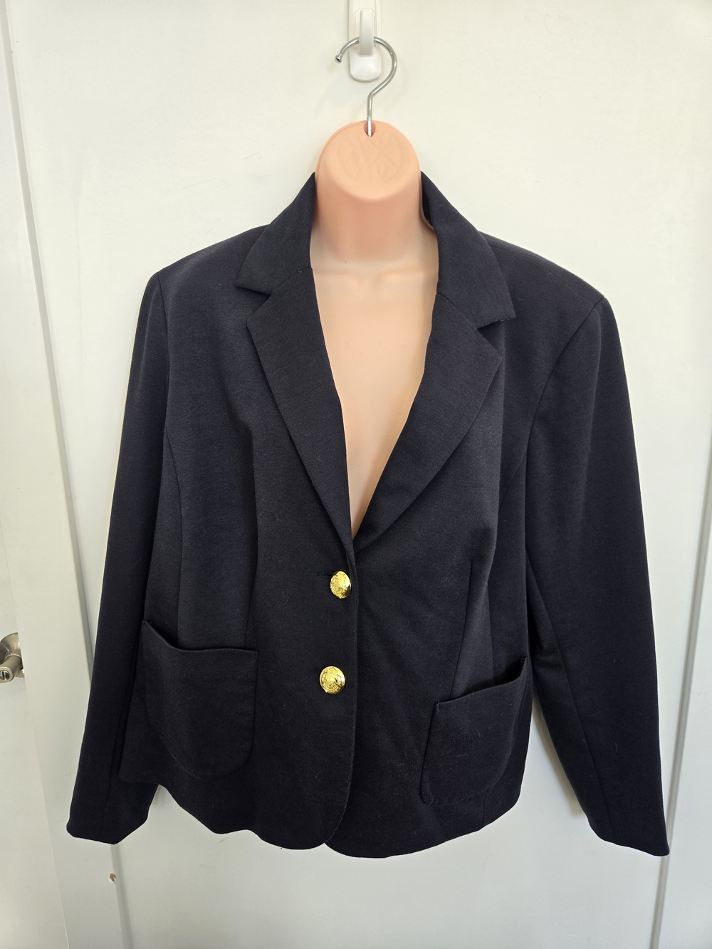 Vintage Jones New York Navy Blazer Gold Button Tailored Jacket Size 14